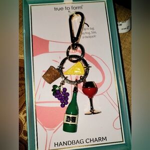 True To Form Wine and Cheese Handbag Charm NIB